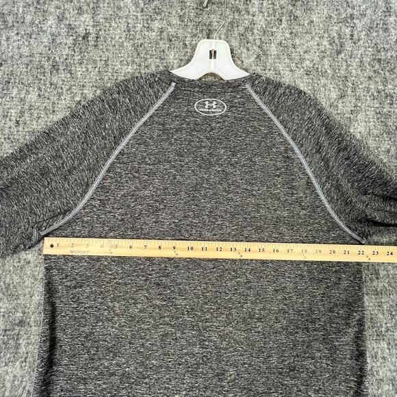 Under Armour‎ Mens Run Shirt L Gray Heatgear Fitted Gym Workout Training Running - Picture 4 of 6